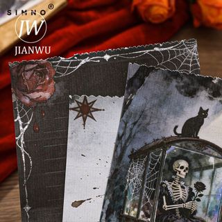 JIANWU Vintage Dark Gothic Nhân Vật Phong Cảnh Chất Liệu Cắt Kéo Thêu Sò Nhãn Dán Sách Sáng Tạo DIY Tạp Chí Văn Phòng Phẩm