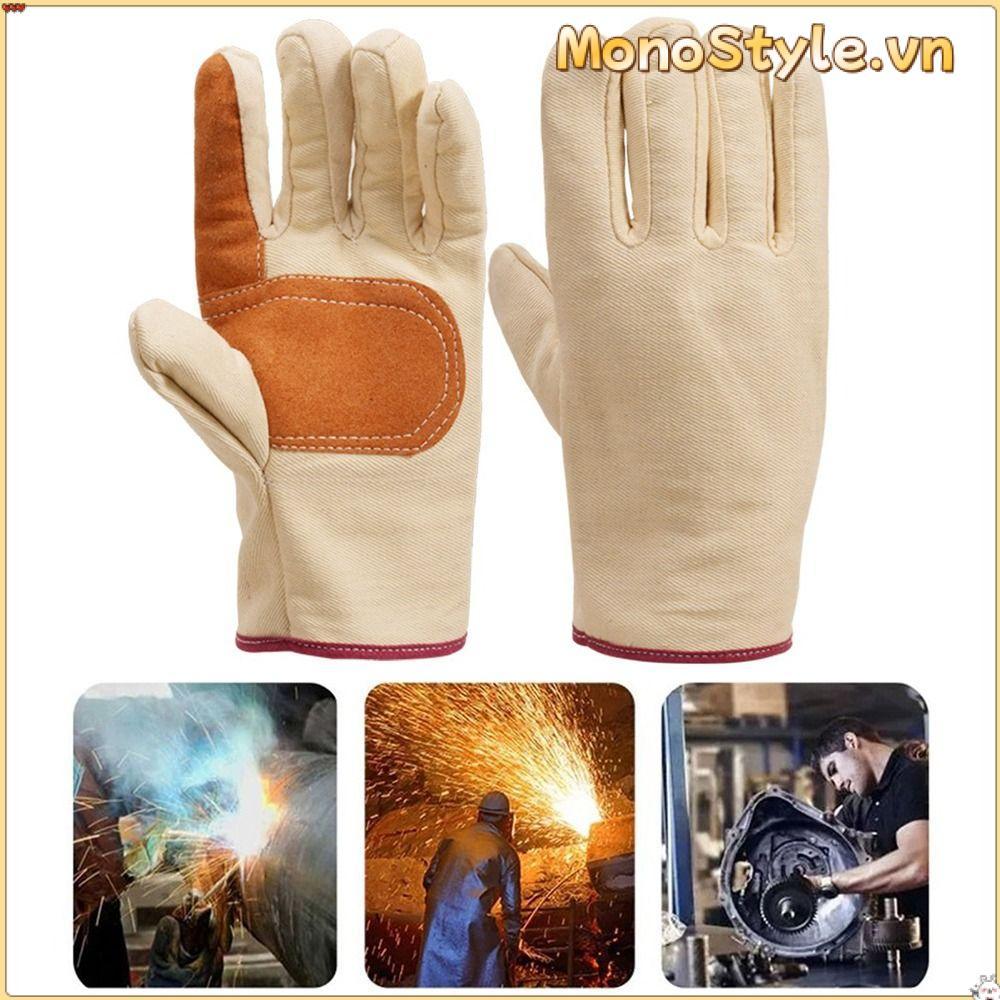 Găng tay hàn MONOSTYLE, Găng tay lao động vải dày, Găng tay cơ khí chịu nhiệt độ cao chịu mài mòn