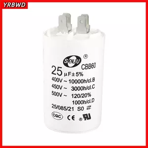 Tụ điện chạy YRBWD CBB60, Xi lanh chèn đôi 50 / 60Hz, Động cơ máy bơm nước máy nén khí AC màu trắng 73x44mm 25uF 450V