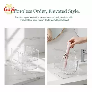 Thiết kế hiện đại rõ ràng Dụng cụ tạo kiểu tóc ổn định Lưu trữ Giá đỡ máy duỗi tóc bằng sắt uốn để trang trí phòng tắm [VN]