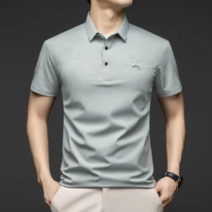 Áo thun ngắn tay mùa hè nam mùa hè Ice Silk POLO Áo sơ mi thoáng khí giữa tuổi cổ điển Ve áo mỏng nửa tay Áo sơ mi POLO KAYZ