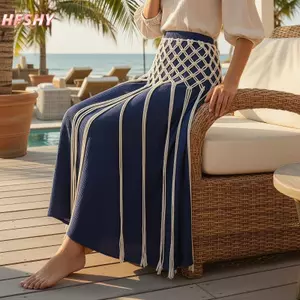 HFSHY Nữ Dệt Tay Lưới Viền Bikini Che Váy Co Giãn Eo Thoáng Khí Đi Biển Đồ Bơi Che Cho Kỳ Nghỉ VN