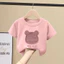 Áo thun ngắn tay Cotton nguyên chất cho bé gái in hình hoạt hình mùa hè cho bé gái dáng rộng thoáng khí cổ tròn hàng đầu hợp thời trang HIAS