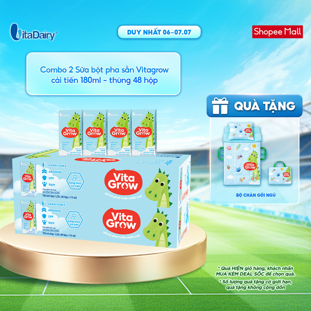[COMBO 2 THÙNG 48 HỘP] Sữa uống dinh dưỡng Vitagrow cải tiến 110ml/180ml - Bổ sung năng lượng, Thơm ngon dễ uống