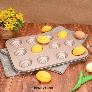 DONOVANQQ Khuôn Muffin Hình Ô Liu, Thép Carbon Dễ Dàng Phát Hành Khoang Khuôn Bánh, Hình Chữ Nhật Chuyên Nghiệp Chống Dính Khay Bánh Ngọt Chắc Chắn DIY Món Tráng Miệng