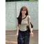 Mùa hè 2026 Áo thun ngắn tay sọc cổ điển Hàn Quốc có dây buộc quây lười biếng Slim-Fit Slim-Fit Slimmer Look