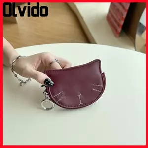 Ví thay đổi nhỏ OLVIDO, Ví đựng tiền xu da cừu mèo dễ thương di động, da nhỏ gọn sành điệu Túi đựng thẻ dung tích lớn dành cho nữ