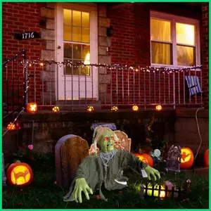 Halloween Bãi Cỏ Cọc Mặt Xanh Mắt Đỏ Thủ Công Ngoài Trời Trang Trí Halloween Cho Bãi Cỏ Sân Vườn Trước Con Đường jiwvn
