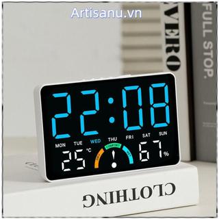 Đồng hồ treo tường điện tử ARTISANU, Đồng hồ LED kỹ thuật số đa chức năng treo tường, Lịch hiển thị ngày điều khiển bằng giọng nói Đồng hồ để bàn cho phòng ngủ