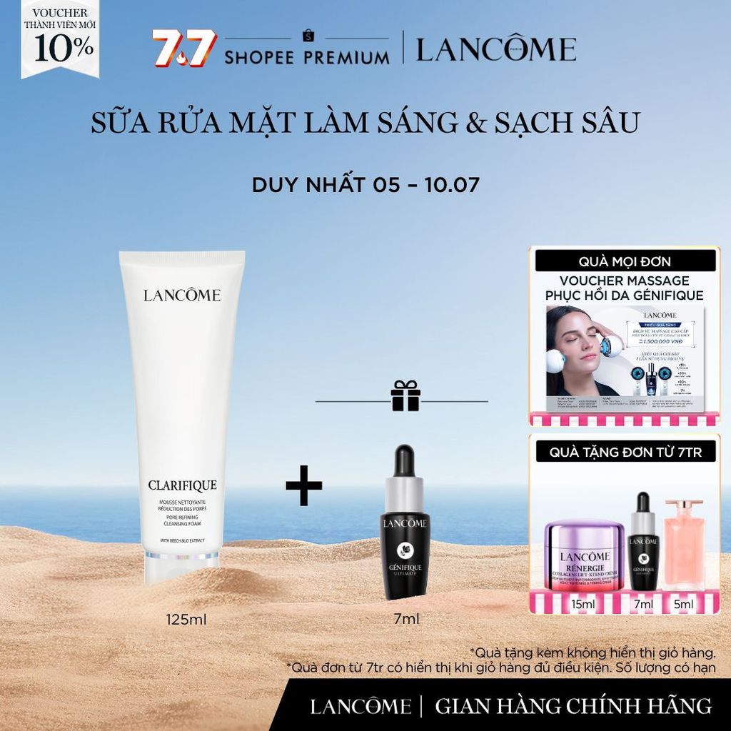 Sữa Rửa Mặt Tạo Bọt, Làm Sáng & Cải Thiện Lỗ Chân Lông Lancome Clarifique Cleansing Foam 125ml