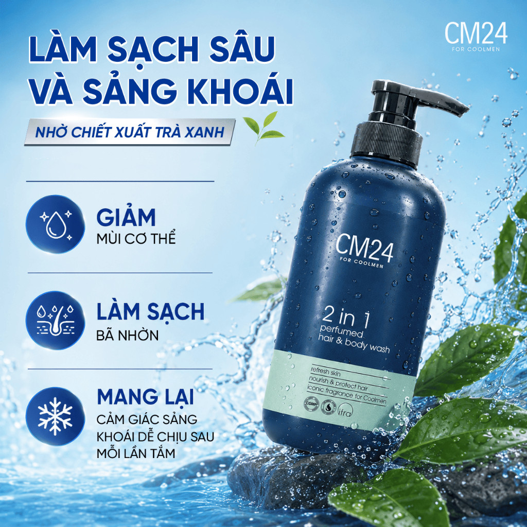 [DUY NHẤT 7.7] Sữa Tắm Gội Hương Nước Hoa Nam Tính Cuốn Hút CM24 FOR COOLMEN Sạch Sâu, Dưỡng Ẩm 500ml