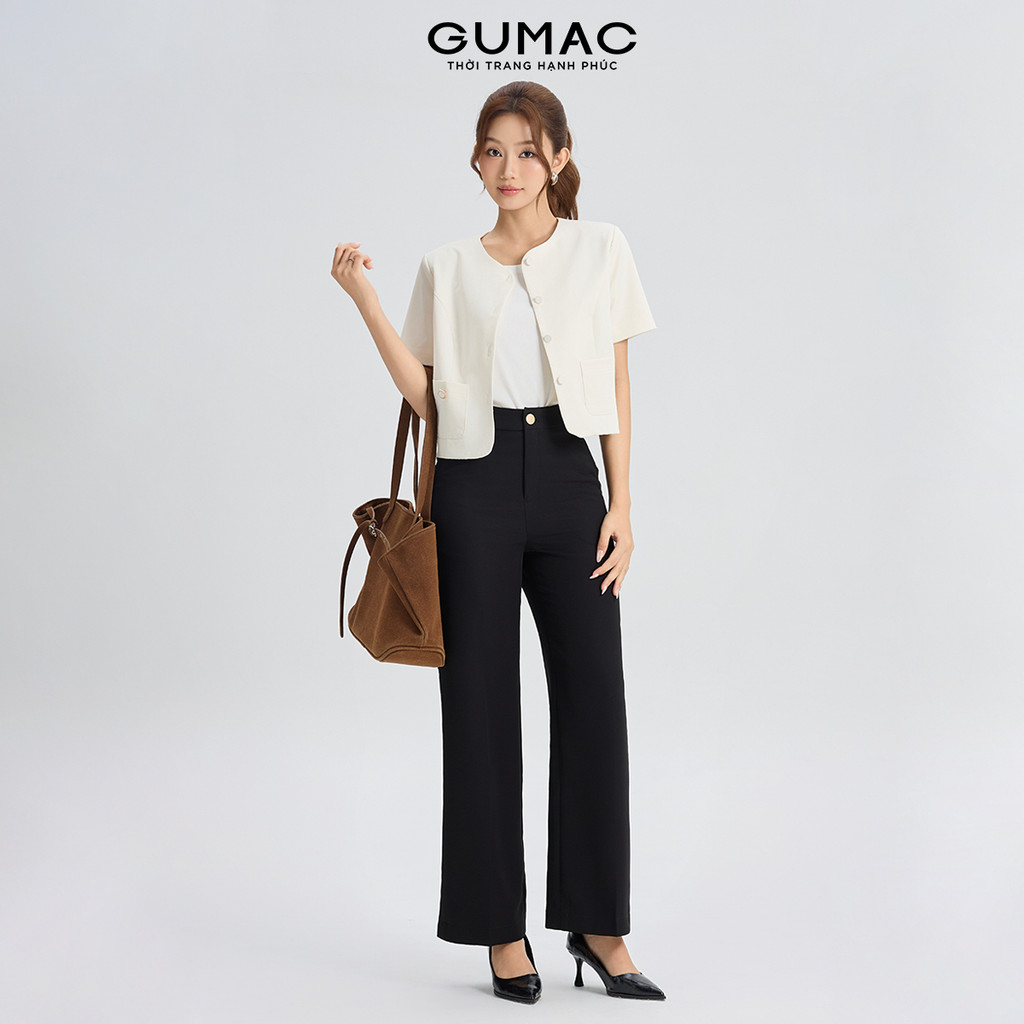 Quần Tây Nữ Ống Rộng GUMAC Cơ Bản Chất Cotton Silk Mềm Đứng Form Thoải Mái Thanh Lịch QG06022