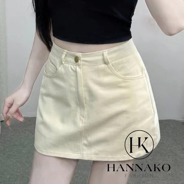 Chân Váy Kaki Dáng Ngắn Có Lót Trong BigSize Hannako - fashion Chân Váy Kaki Cạp Khuy BigSize 127