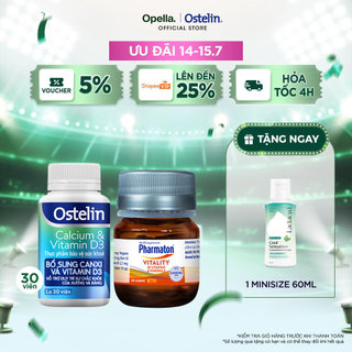 Ostelin Viên Uống Hỗ Trợ Bổ Sung Calcium & Vitamin D3 30 viên + Thực Phẩm Bảo Vệ Sức Khỏe Pharmaton Vitality 30 Viên