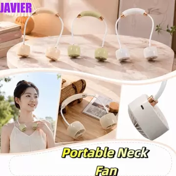 Quạt cổ đeo được JAVIER, Cửa thoát khí tuabin Quạt cổ có thể sạc lại bằng pin có thể gập lại, Cấu trúc có thể gập lại gió mát hợp thời trang Quạt cổ gió mềm Sử dụng hàng ngày