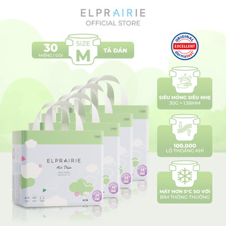 Combo 4 Tã/Bỉm Dán ELPRAIRIE Air Thin Hàn Quốc Size M 30 Miếng Siêu Mỏng Siêu Thấm Hút, Chống Tràn Vượt Trội, Mềm Thoáng