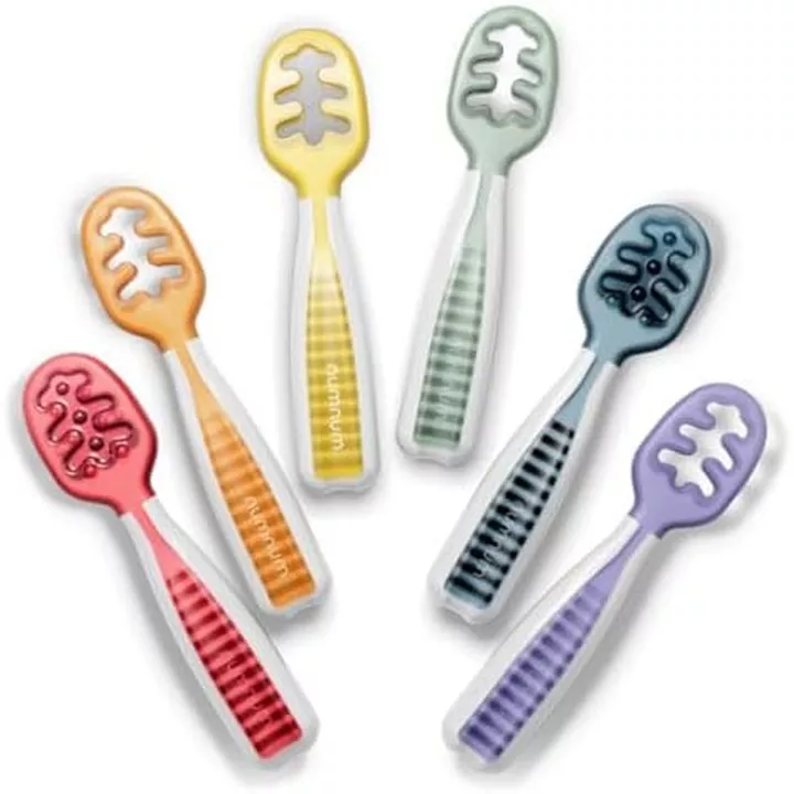 Bộ Thìa Cho Bé Num, Dụng Cụ Cho Bé Pre-Spoon Cho Bé Từ 6 Tháng trở lên, Thìa Tự Ăn Giai Đoạn Đầu Tiên Cho Bé cai sữa Led (BLW), Dụng Cụ Cho Bé, Không Chứa BPA, 6 Gói
