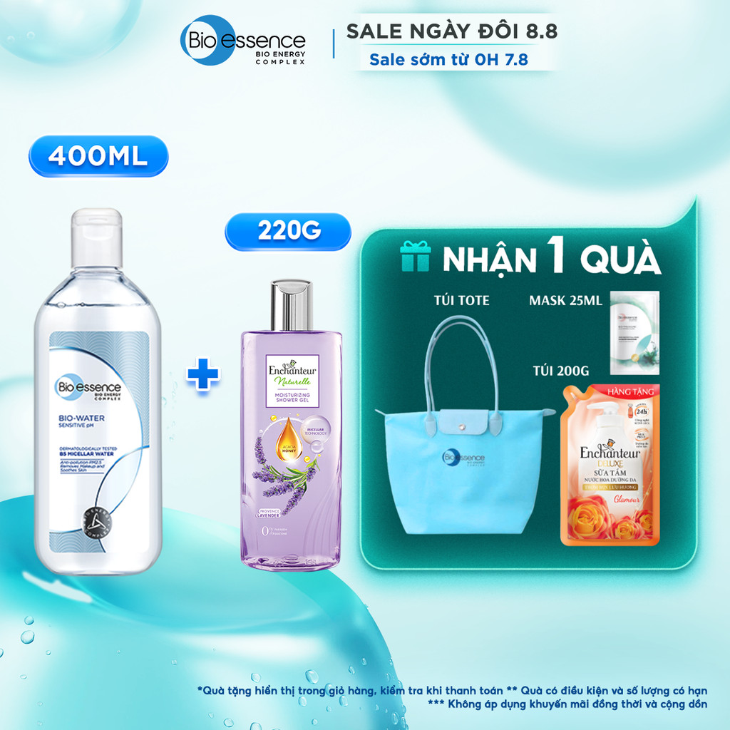 Nước tẩy trang ẩm mượt mịn màng phù hợp cho da nhạy cảm Bio-Essence BioWater Micellar 400ml