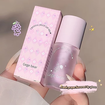 Dầu môi thạch pha lê Gege Bear, Tinh chất chăm sóc môi bóng nho, Trang điểm môi trong suốt cho nữ