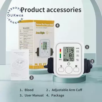 OUKwca Cánh Tay Trên Máy Đo Huyết Áp Điện Tử Ngôn Ngữ Phát Sóng Tự Động Huyết Áp Xung Đo Nhịp Tim Thiết Bị Mới