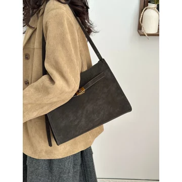 Women's Vintage Suede Tote Bag – Large, for Work