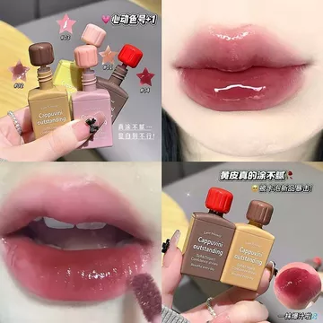 CAPPUVINI玻璃透感水光唇釉 水润丝滑镜面玻璃唇彩妆口红' 唇蜜Clear And Pure Desired Lip Gloss, Lip Gloss, Moisturizing Mirror Gloss, Student'S Whitening Effect, Fluffy Glass Lip Lipst