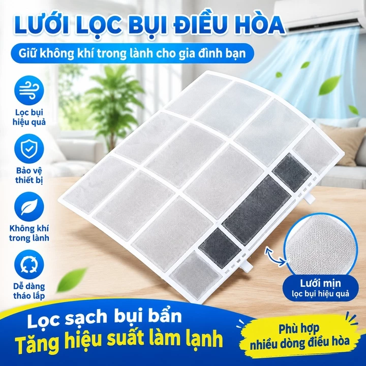Tương thích với điều hòa Midea Lưới lọc treo tường Bộ lọc trong nhà Máy điều hòa không khí đa năng Thanh lọc bụi Phụ kiện lọc bụi WCE4