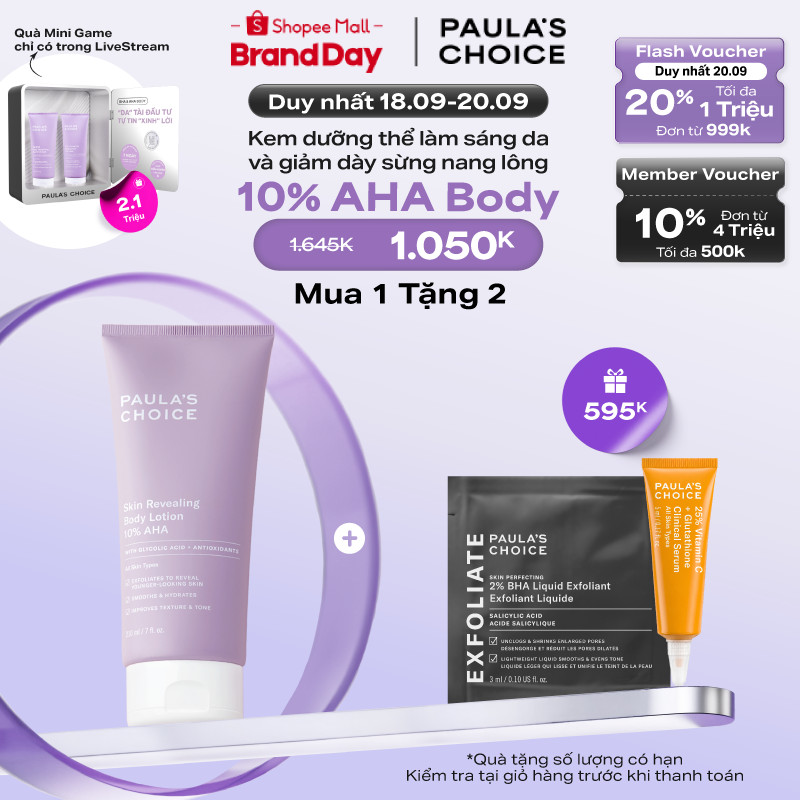 Kem dưỡng thể làm sáng da và làm đều màu da Paula's Choice Skin Revealing Body Lotion 10% AHA 210ml 5900