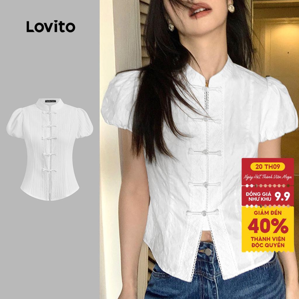 Áo sơ mi Lovito Phong cách thường ngày màu trơn có nút cho nữ L125AD369