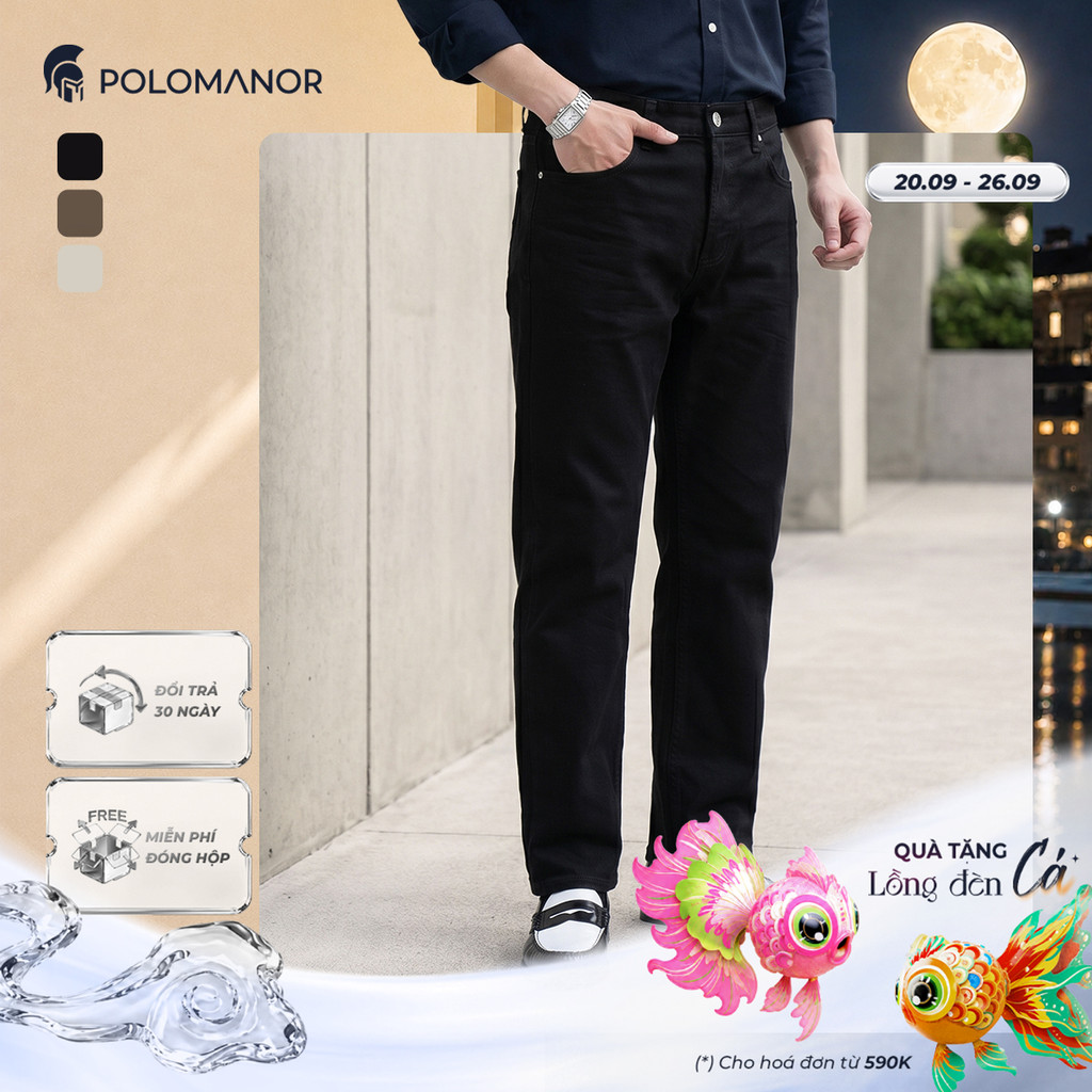 [DEAL LỄ TRUNG THU] Quần ống rộng nam cao cấp KAKI STRAIGHT, BST SMART CASUAL, thoải mái, dễ phối - POLOMANOR