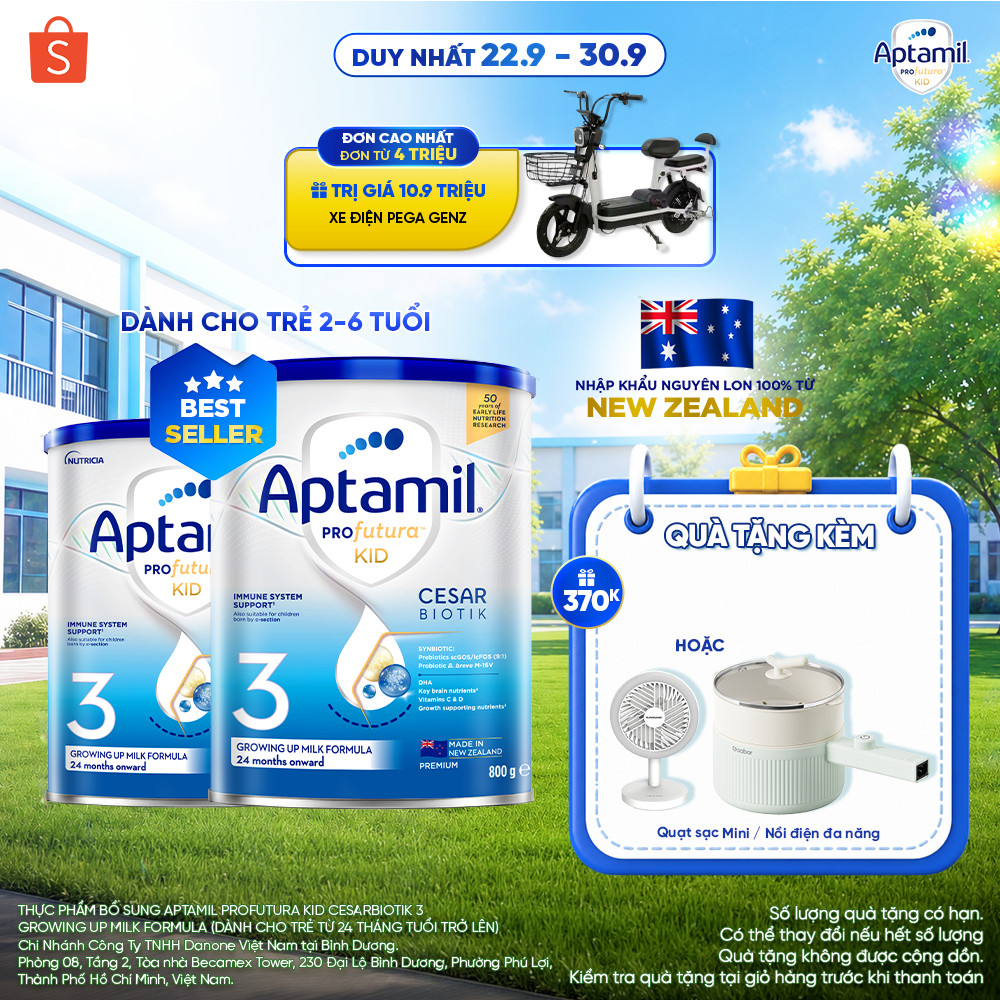 [MUA KÈM DEAL SỐC] CB2 Sữa bột Aptamil Kid Cesarbiotik New Zealand số 3 - Synbiotic đặc chế
