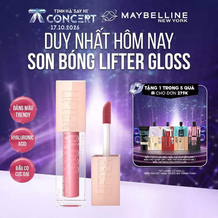 Son Bóng Lifter Gloss cho Đôi Môi Đầy Căng Mọng Kẹo cùng Hyaluronic Acid Maybelline New York 5.4ML