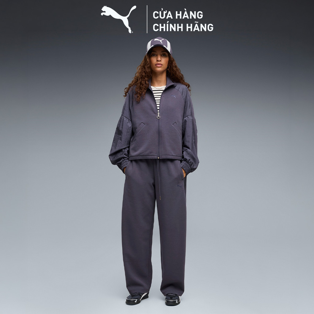 Quần Dài Thể Thao PUMA Nữ HER Barrel Leg Pants Inky Depths Màu Xám