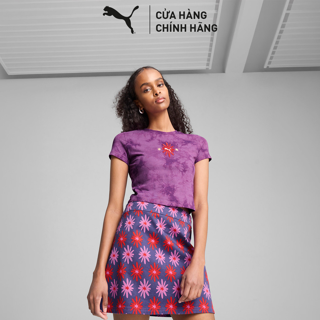 Áo Thun Thời Trang Tay Ngắn PUMA Nữ WARDROBE ESS Baby Tee Wild Berry Màu Tím