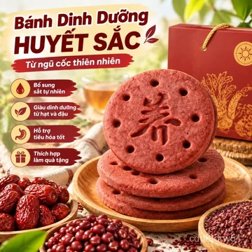 Hộp quà bánh quy bổ sắt đỏ Huangtaiyang táo đỏ đậu đỏ gạo men thay bữa biếu 1200g