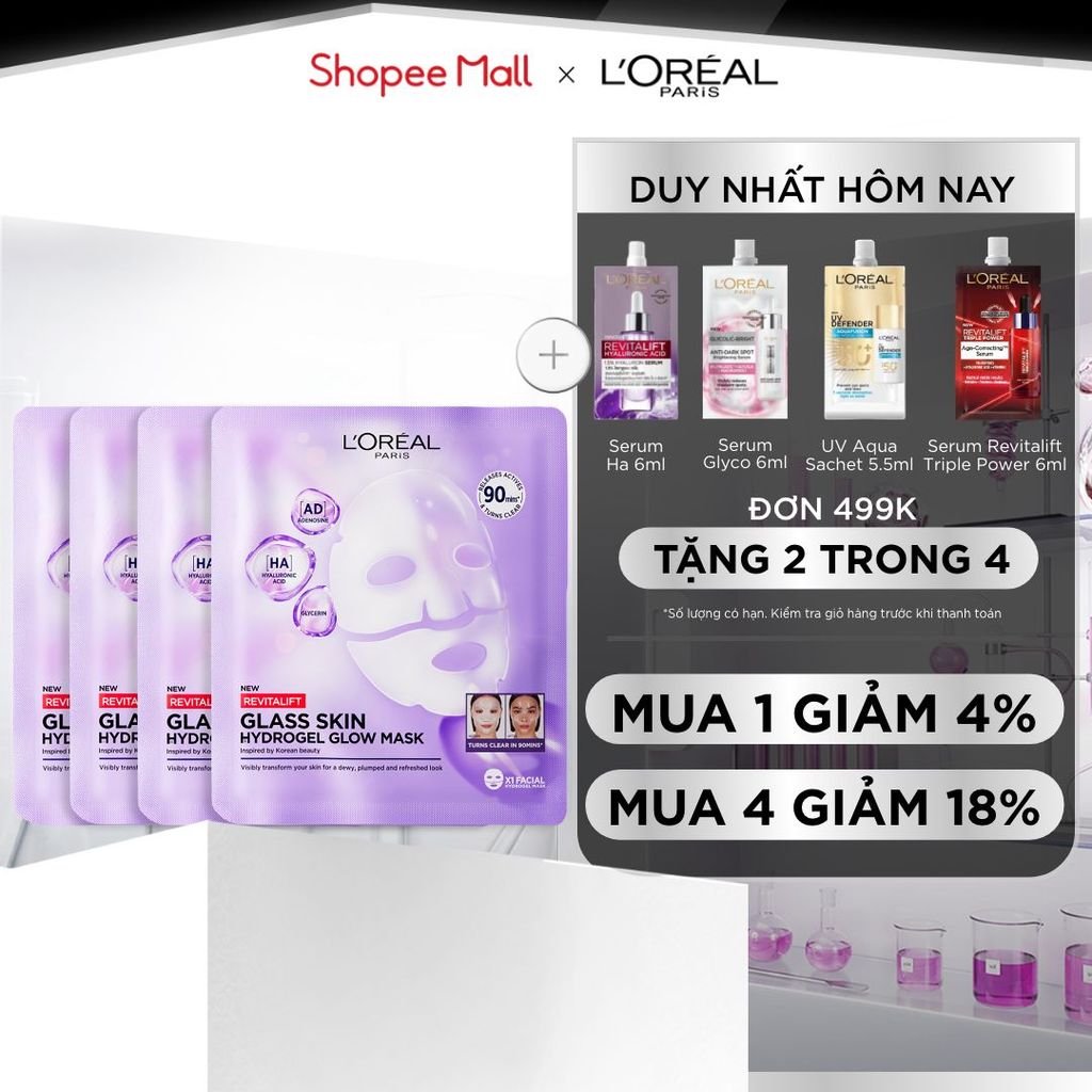 Mặt nạ thạch Glass Skin Hydrogel Glow cấp ẩm sâu, da căng mịn mướt, hiệu ứng chỉ sau 90 phút L'Oreal Paris