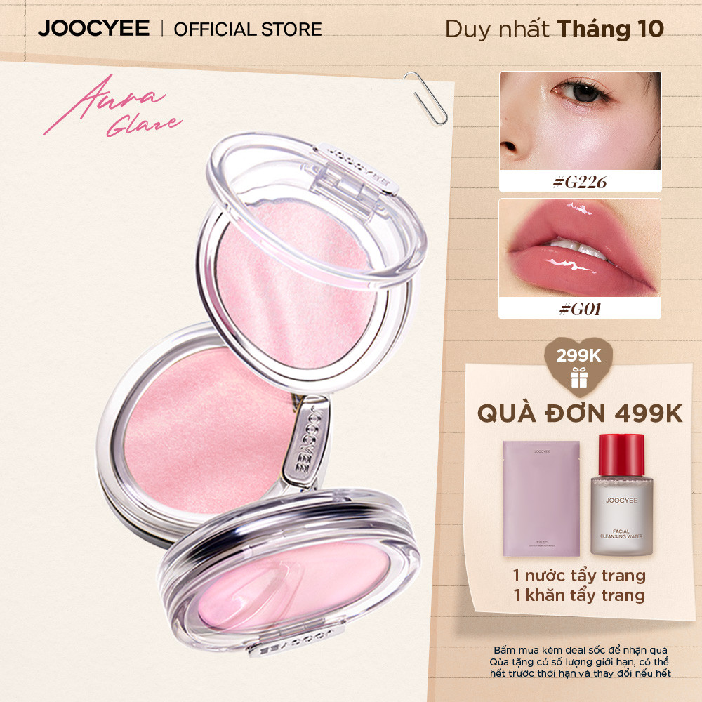 Má hồng AURA Hot Trend /bắt sáng/son bóng JOOCYEE Aura Blusher tự nhiên ửng hồng /Highlight bắt sáng ánh ngọc trai /Luminiuos Gloss dưỡng ẩm căng bóng bền màu