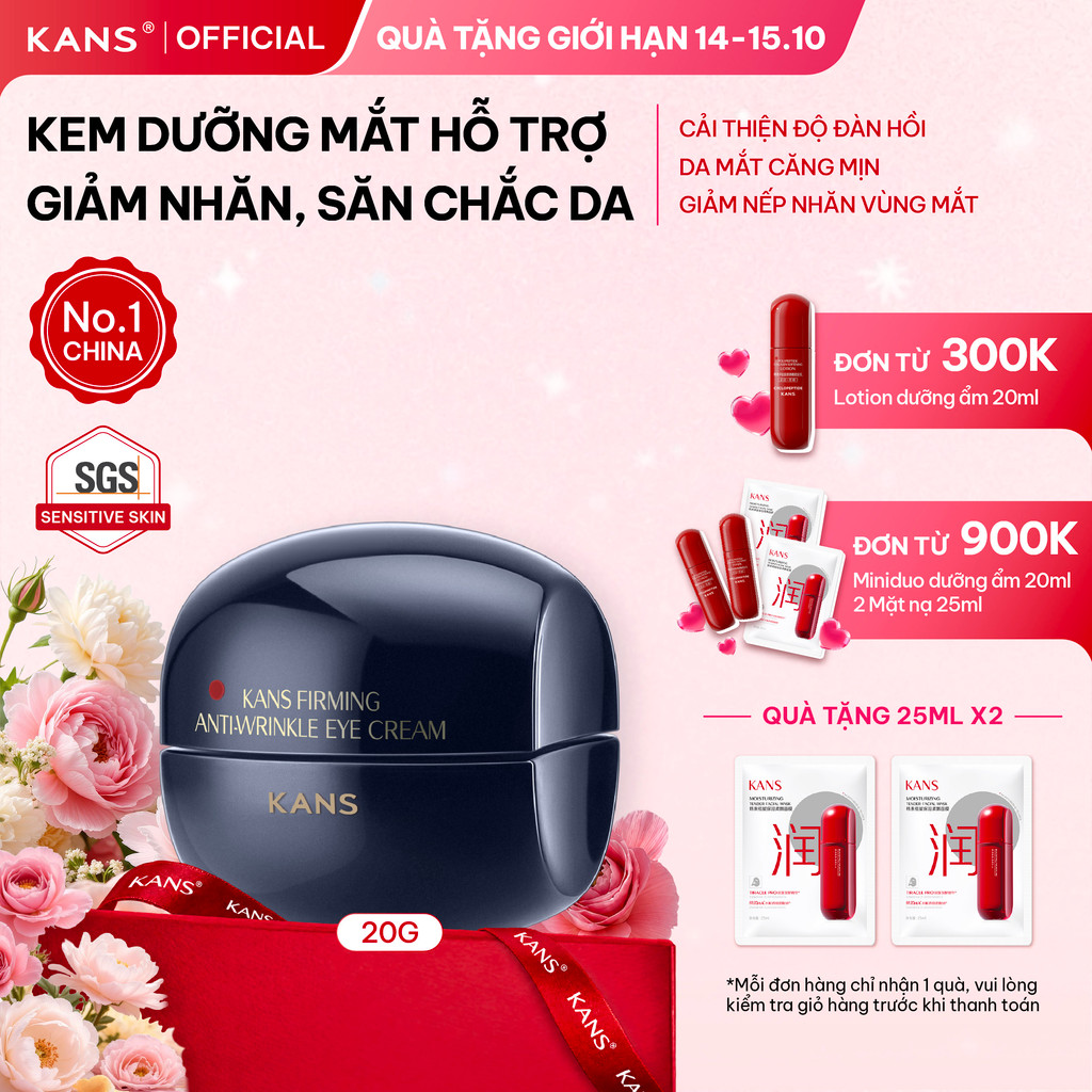 KANS Kem Mắt Chống Lão Hóa 20g Giúp Giảm Nếp Nhăn Đuôi Mắt, Săn Chắc Da, Tăng Độ Đàn Hồi Với Peptide Kép
