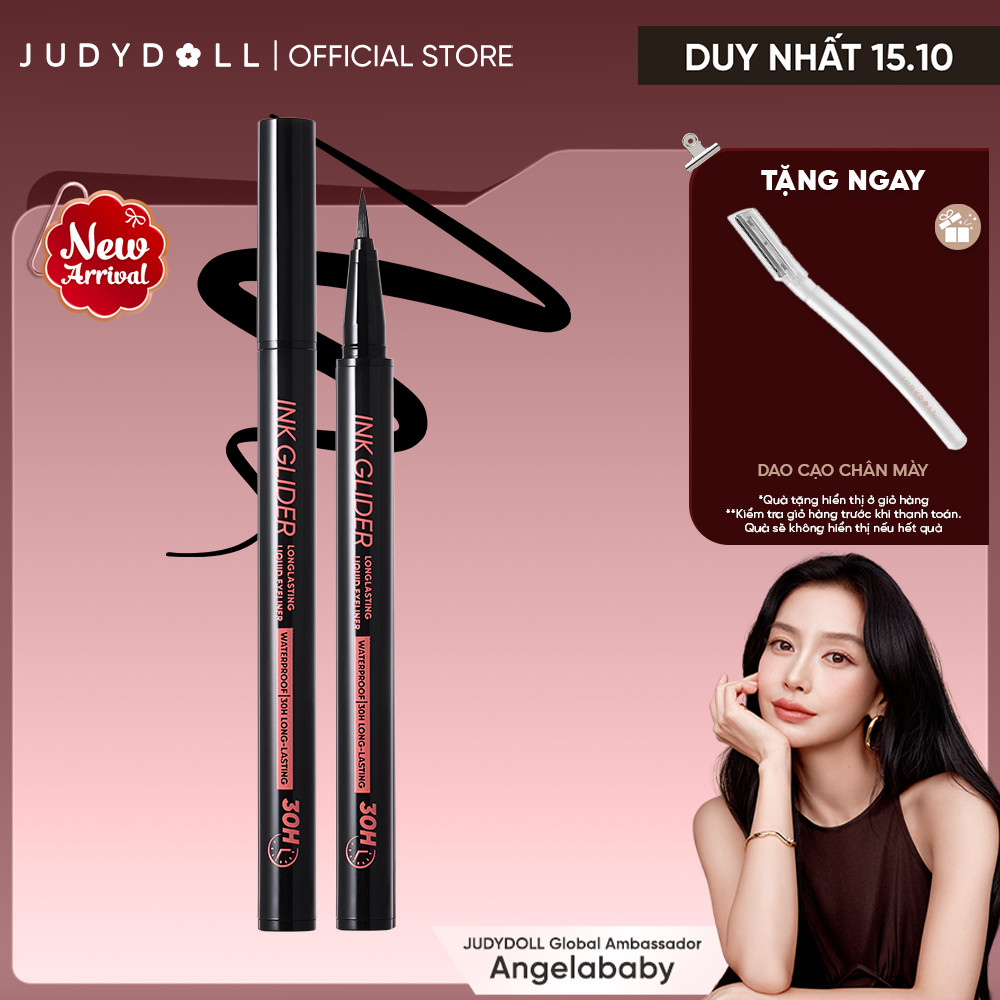 Bút Kẻ Mắt Nước Đen Đậm JUDYDOLL Ink Glider Liquid Eyeliner Nét mảnh mướt Đều mực Chống lem Chống Nước Lâu trôi 30h 0,5ml