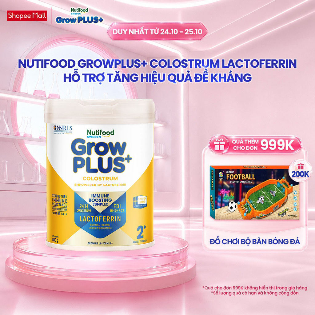 Sữa bột Nutifood Sweden GrowPLUS+ Colostrum Lactoferrin 2+ 800g