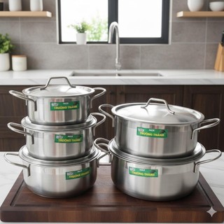 Set Nồi Inox 5 Nồi 16-18-20-22-24cm – Độ Bền Cao, Dễ Vệ Sinh