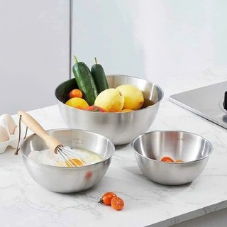 Thau chia vạch định lượng trộn salad, trộn bột, ướp thịt đa năng, chất liệu inox siêu bền