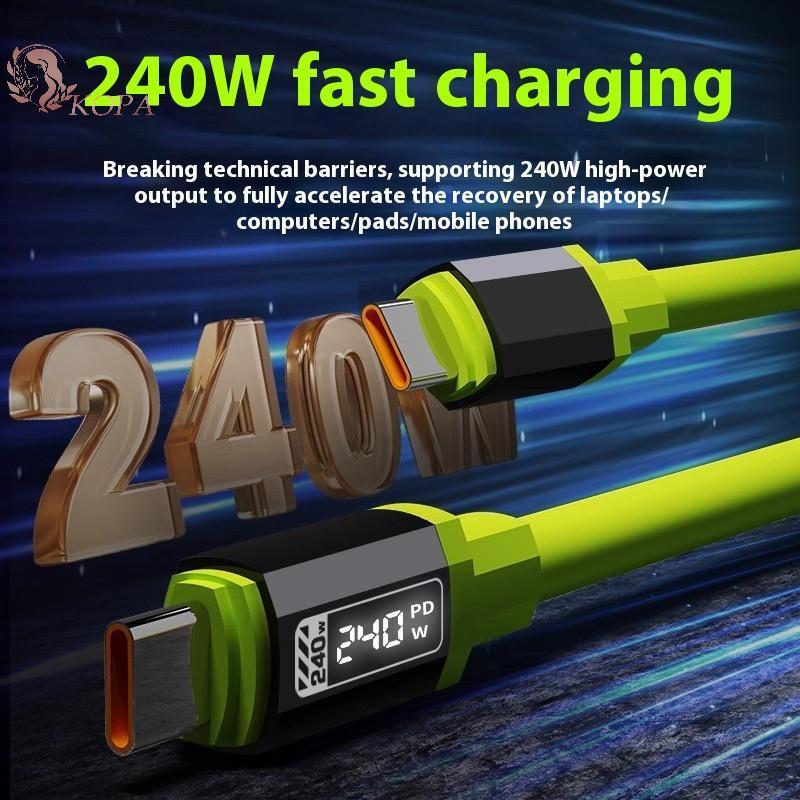 Cáp KOPA 240W 1.5m USB Type-C sang Type-C có màn hình nguồn thời gian thực cho cáp điện thoại di động VN
