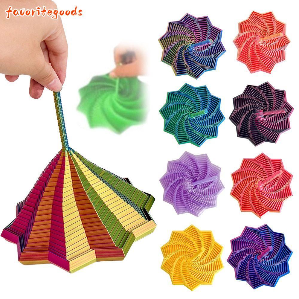 FAVORITEGOODS Ngôi sao Fidget giác quan mở rộng, có tay cầm Lục giác Fidget Fractal xoắn ốc, Đồ chơi thần tài PLA in hình sáng tạo cho văn phòng và trường học