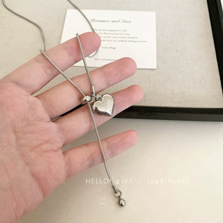 Vòng Cổ Trái Tim Bạc Thép Titan, Không Phai Màu, Thiết Kế Sang Trọng cho Thu Đông
