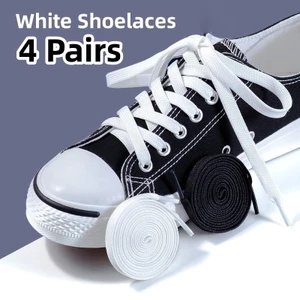 4 Cặp Phụ Kiện Giày Sneaker Thể Thao Giày Dây Giày Đơn Giản Dây Giày Trắng Đen Dây Giày
