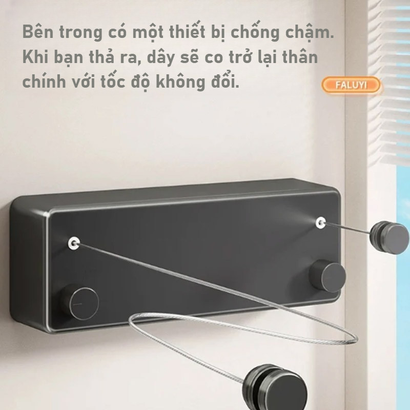 Dây Phơi Quần Áo Rút Gọn Tiện Lợi, dây inox 304 dài 4.2m, giá phơi quần ở ban công/phòng tắm