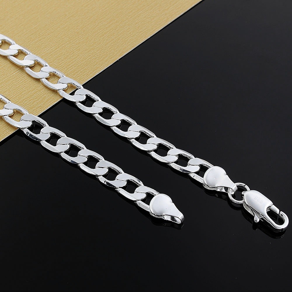 Cổ Điển Nam Bạc 925 Vòng Cổ Trang Sức Chất Lượng Cao Cá Tính 16-24 Inch 8 Mm Vòng Cổ