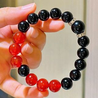 [N1097] Vòng Tay Ngọc Trai Đá Nhân Tạo Mix Đỏ Đen, Sang Trọng, Móc Cài Chắc Chắn, Phù Hợp Cho Nữ - DAISYN.