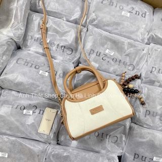 Túi Chio Dáng Hộp Quai Vòm Đeo Chéo Phối Màu Charm Chùm Hạt HS278